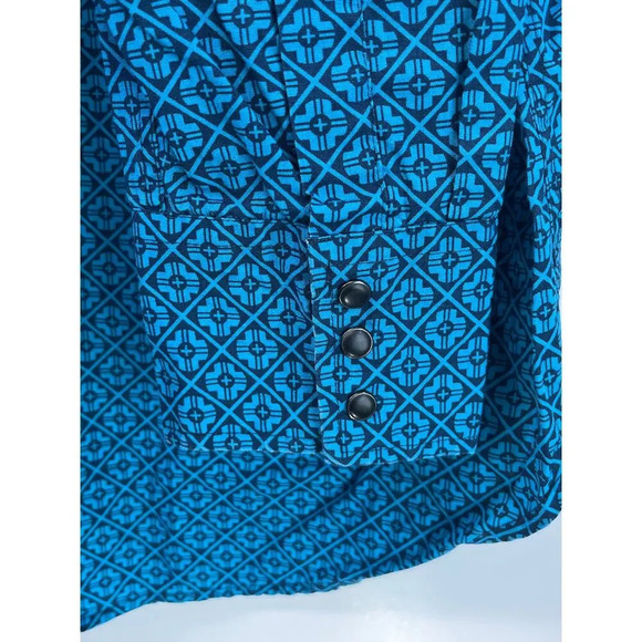 ELY Cattleman Mens XL Teal Long Sleeves Aztec Snap Button Shirt - Picture 8 of 9